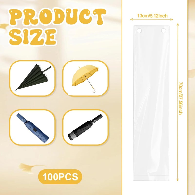Bruislard 100 Pcs Umbrella Bags Clear Plastic Umbrellas Rain Bag Disposable Disposable Waterproof Umbrella Cover Replacement Refills - Image 2